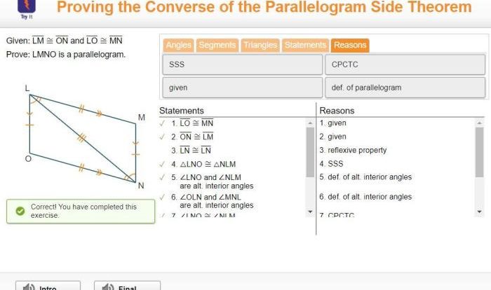 Proving a quadrilateral is a parallelogram assignment