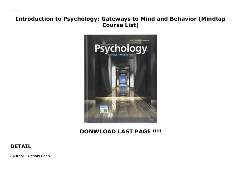 Intro to psychology gateways to mind and behavior 15th edition